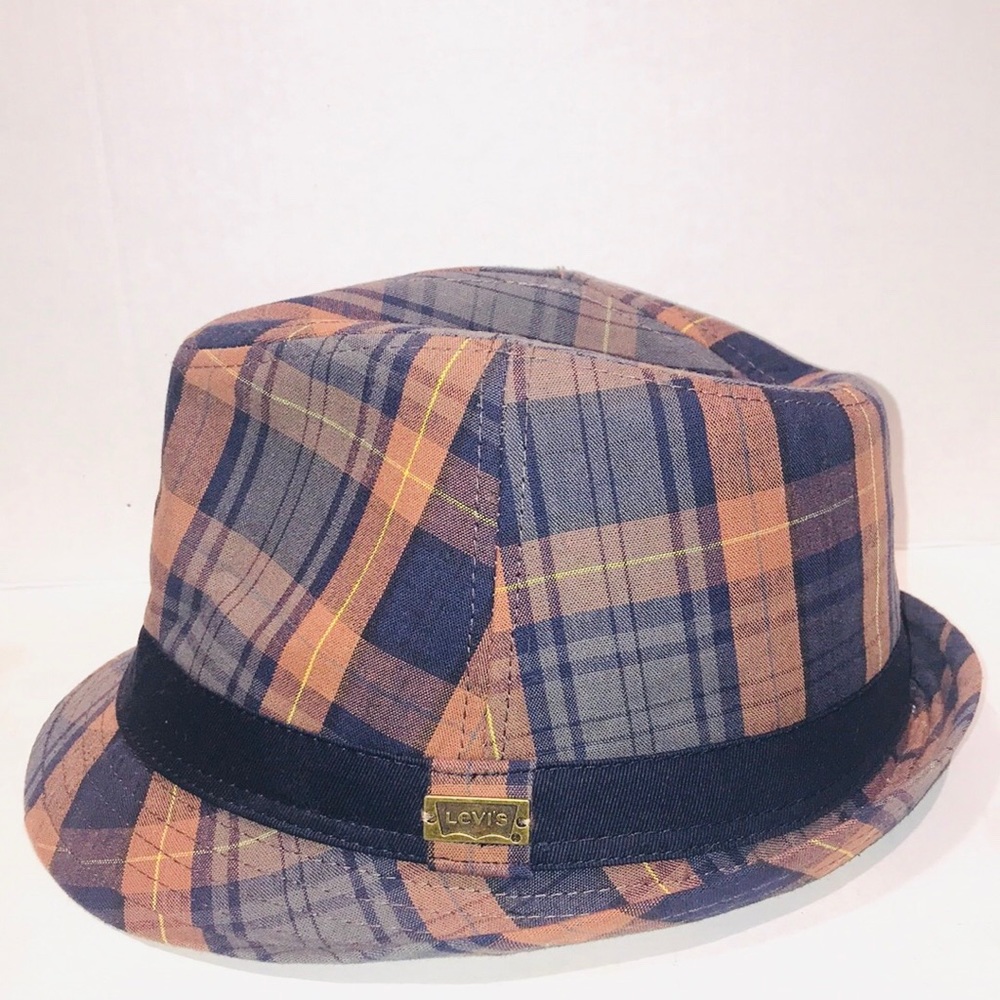 NWOT LEVI’s Blue & Brown Plaid Fedora Hat